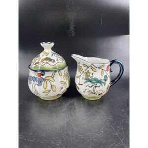 Temptations Tara Sugar & Creamer Blue berries bees Insect Palm Trees